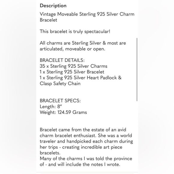 VINTAGE CHARM BRACELET HEART LOCKET TRAVEL 60s 70s STERLING SILVER 925 124G EVC - Picture 16 of 16